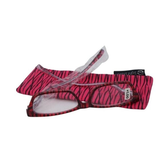 Sight Station Red Zebra Stripe Reading Glasses +1.00 - Picture 1 of 3